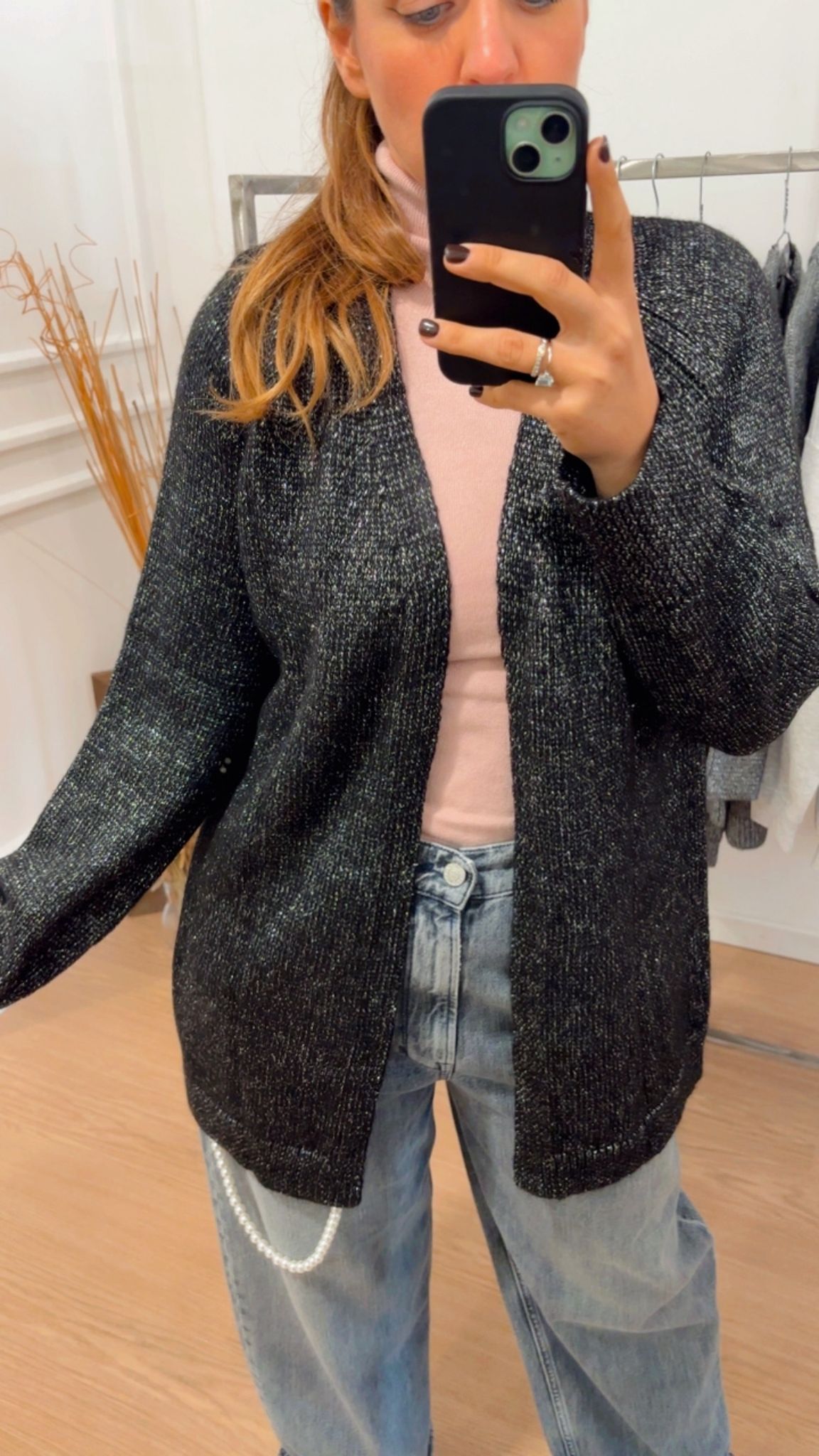 Cardigan lurex Benin Only 15303774 nero