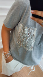 T-Shirt taschino paillettes Dixie TBFNKIG03