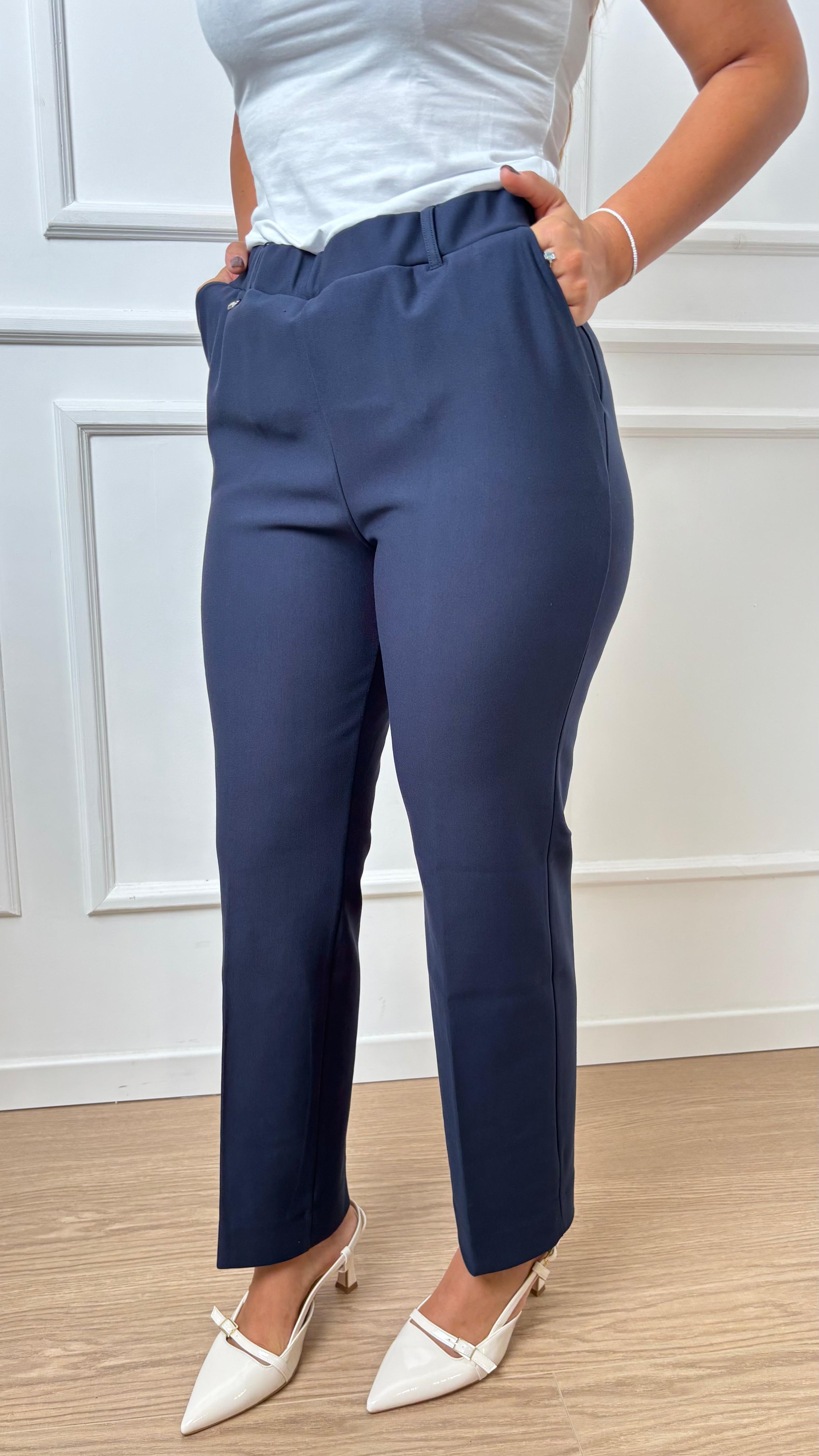 Pantalone straight Ragno DB24PP 057 blu