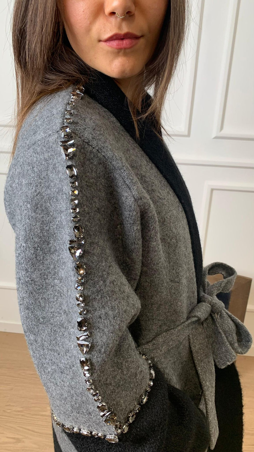 Cappotto in maglia strass Vicolo 55002F nero