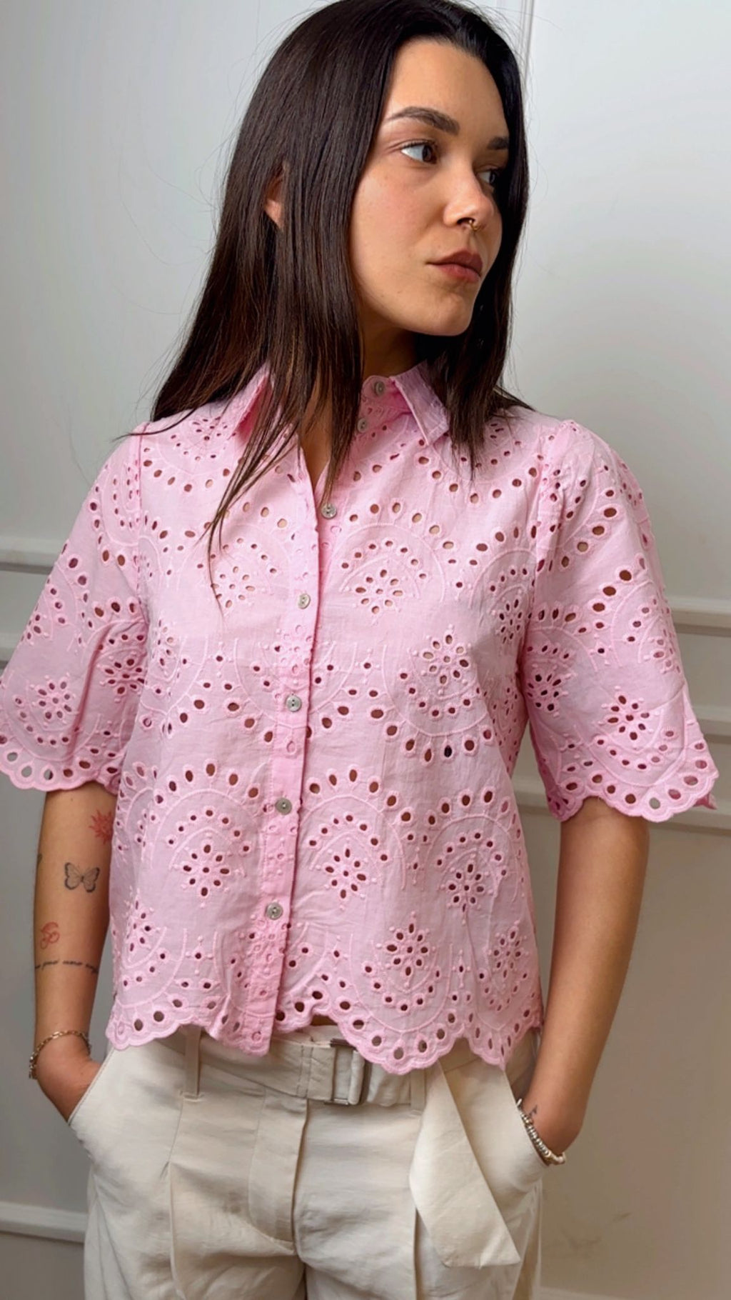 Camicia mezza manica sangallo Valais Only