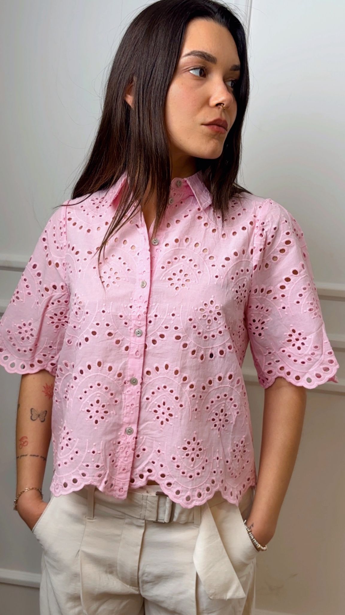 Camicia mezza manica sangallo Valais Only