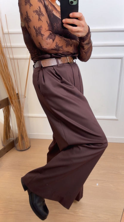 Pantalone largo Dixie PDT5TF0C cioccolato