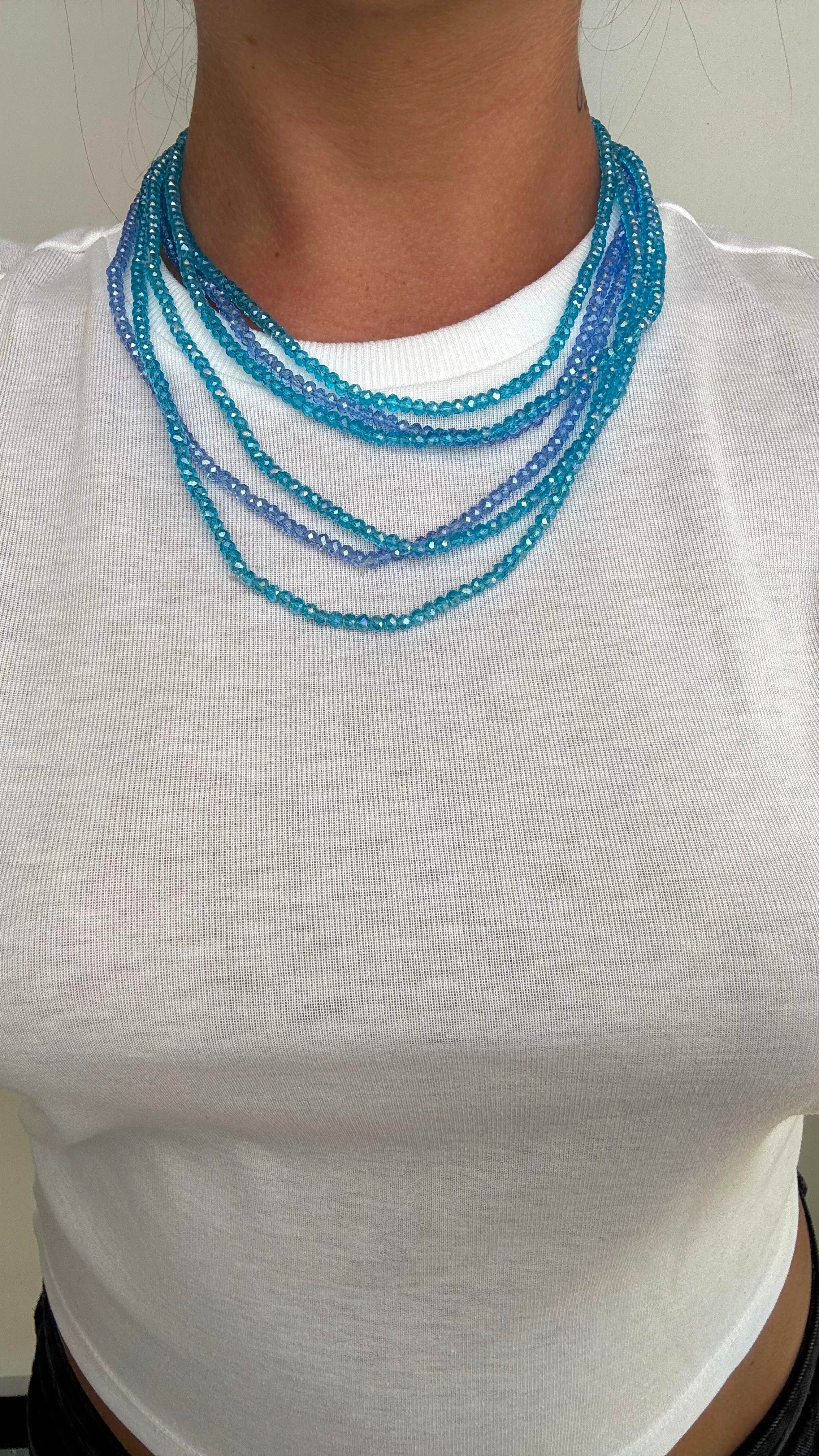 Collana perle colorate 1219 azzurra