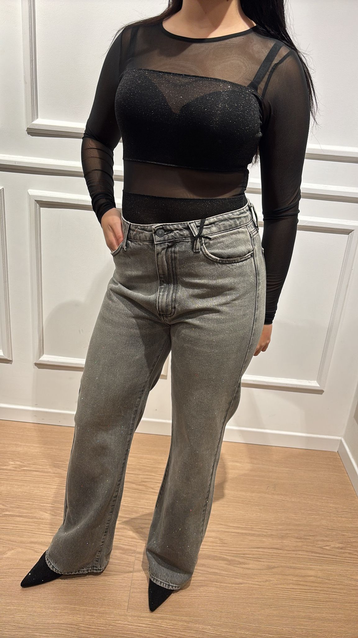 Body dettagli lurex Only Esther Nero