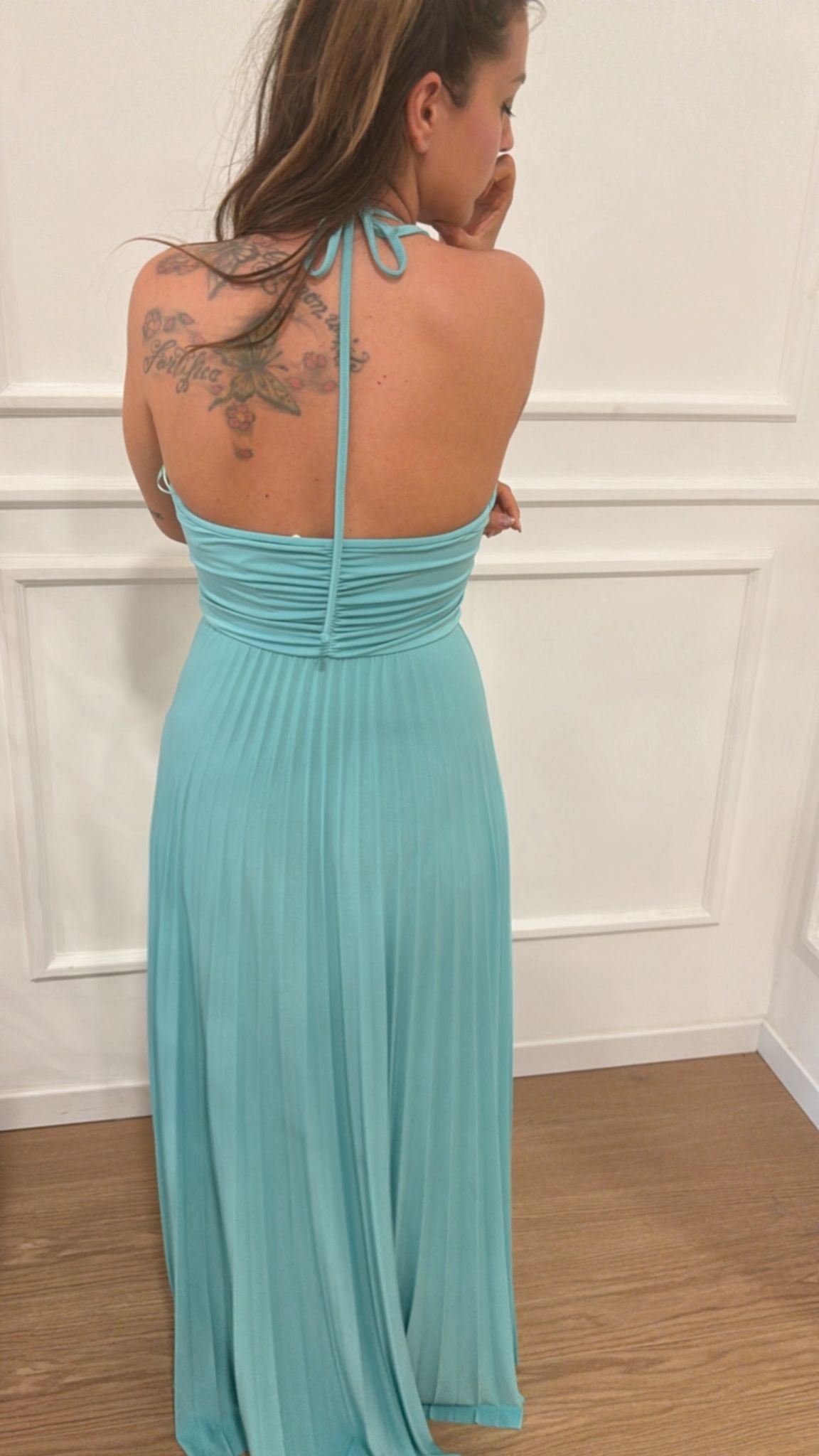 Abito plissettato Vicolo TD2794 azzurro