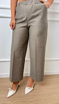 Pantalone Cropped Wide Ragno DB24P4 178 oliva chiaro Melange