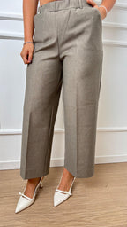 Pantalone Cropped Wide Ragno DB24P4 178 oliva chiaro Melange