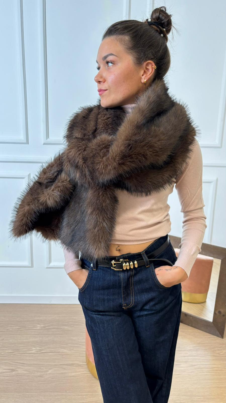 Sciarpone pelliccia lunga AF0002 Vicolo moro