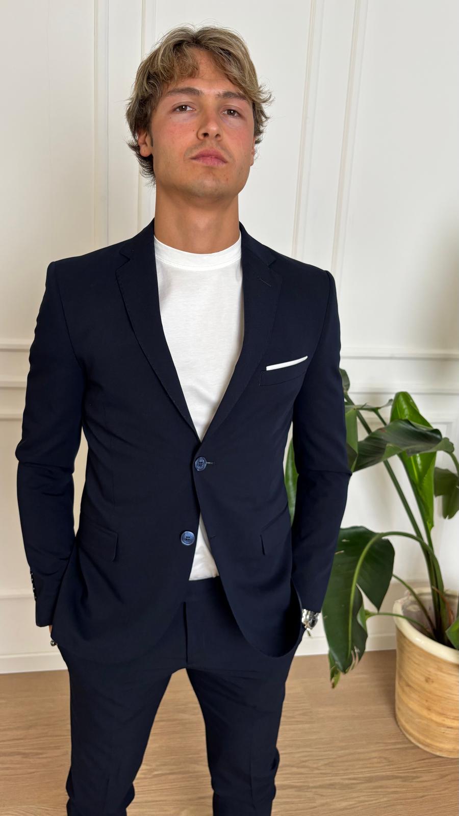 Abito slim stretch Turchetti KU555 blu