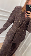 Blazer doppiopetto paillettes Tensione In 35640 moro
