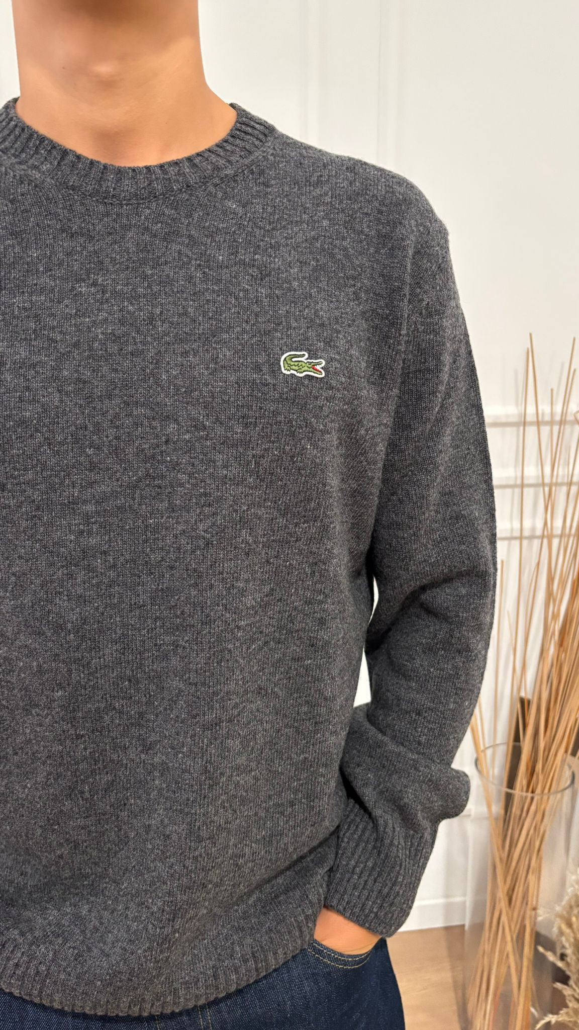 Maglia giro in lana cardata Lacoste AH2916 050