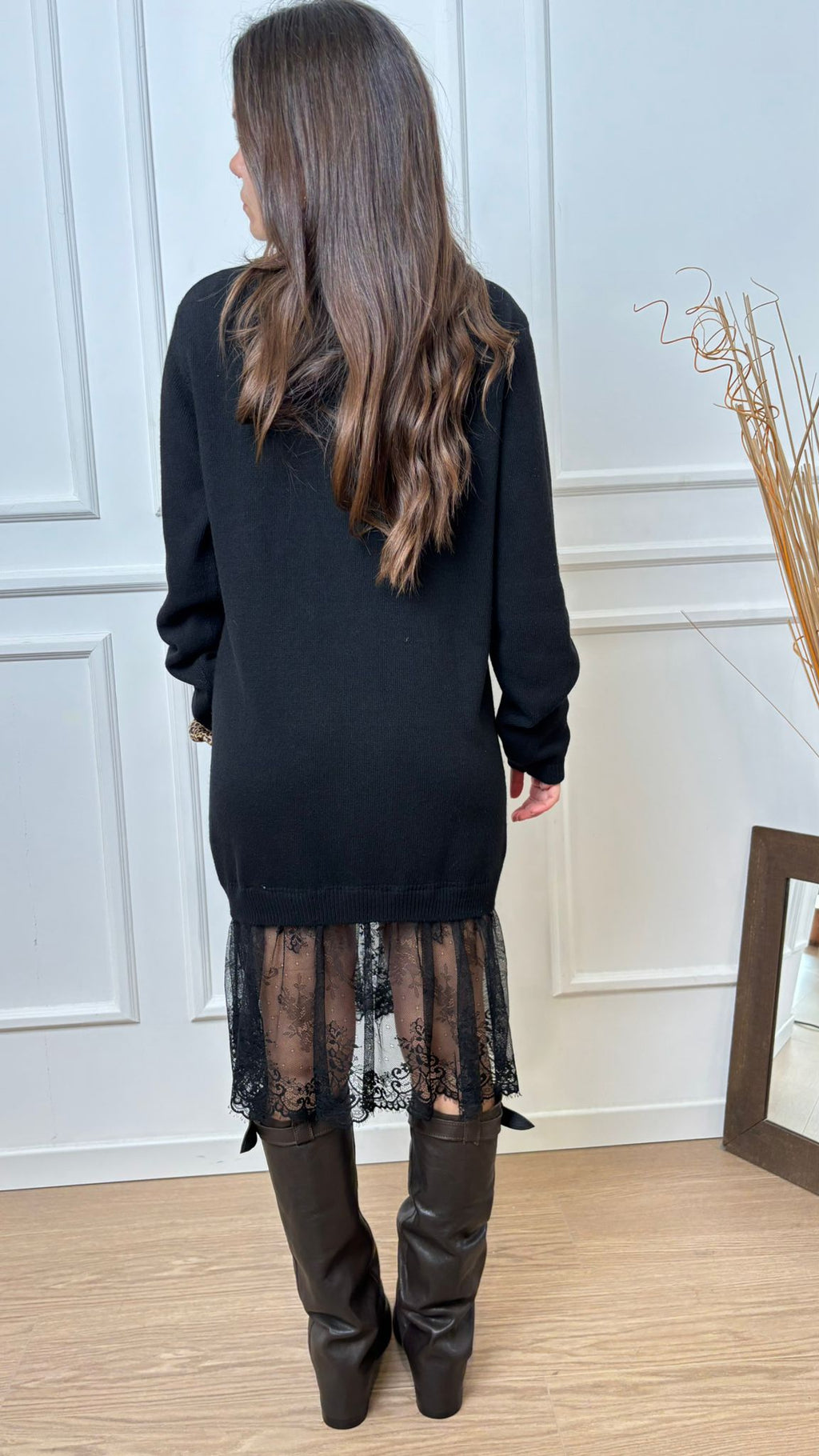 Abito in maglia con pizzo Vicolo 77159F