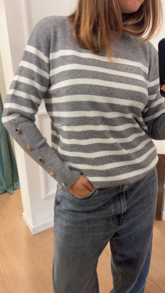 Pull viscosa a righe Dixie M223Y093X grigio