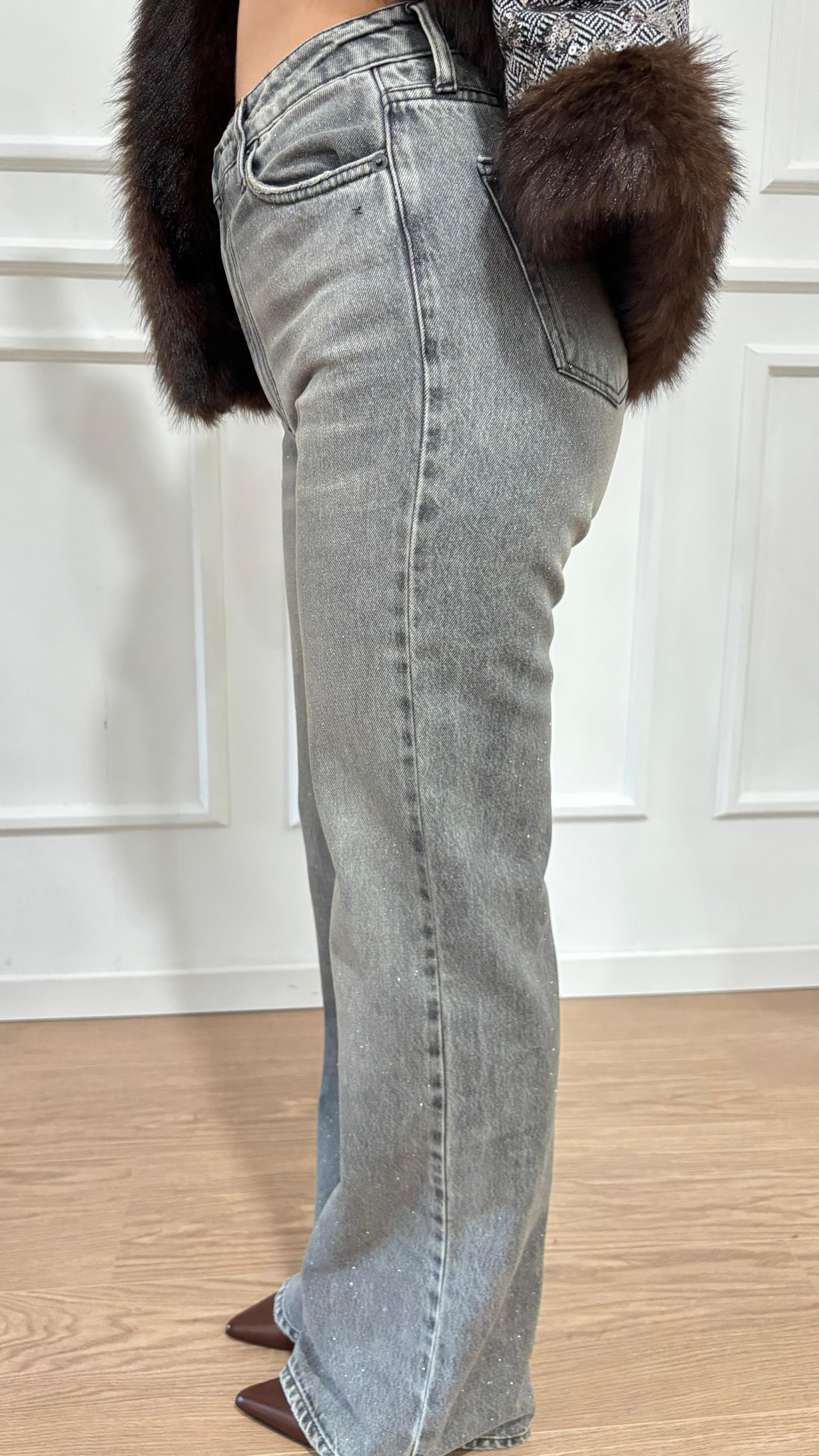 Jeans glitter Zeno Vicolo DF5051 grigio