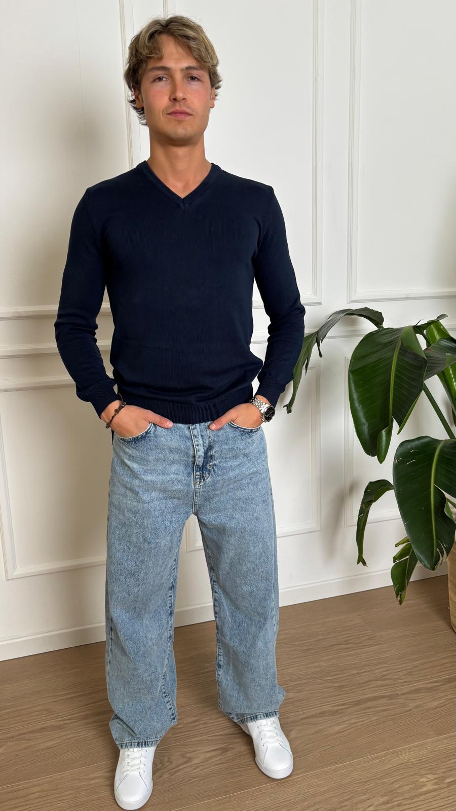 Maglia in filato leggero Imperial M553B382 blu