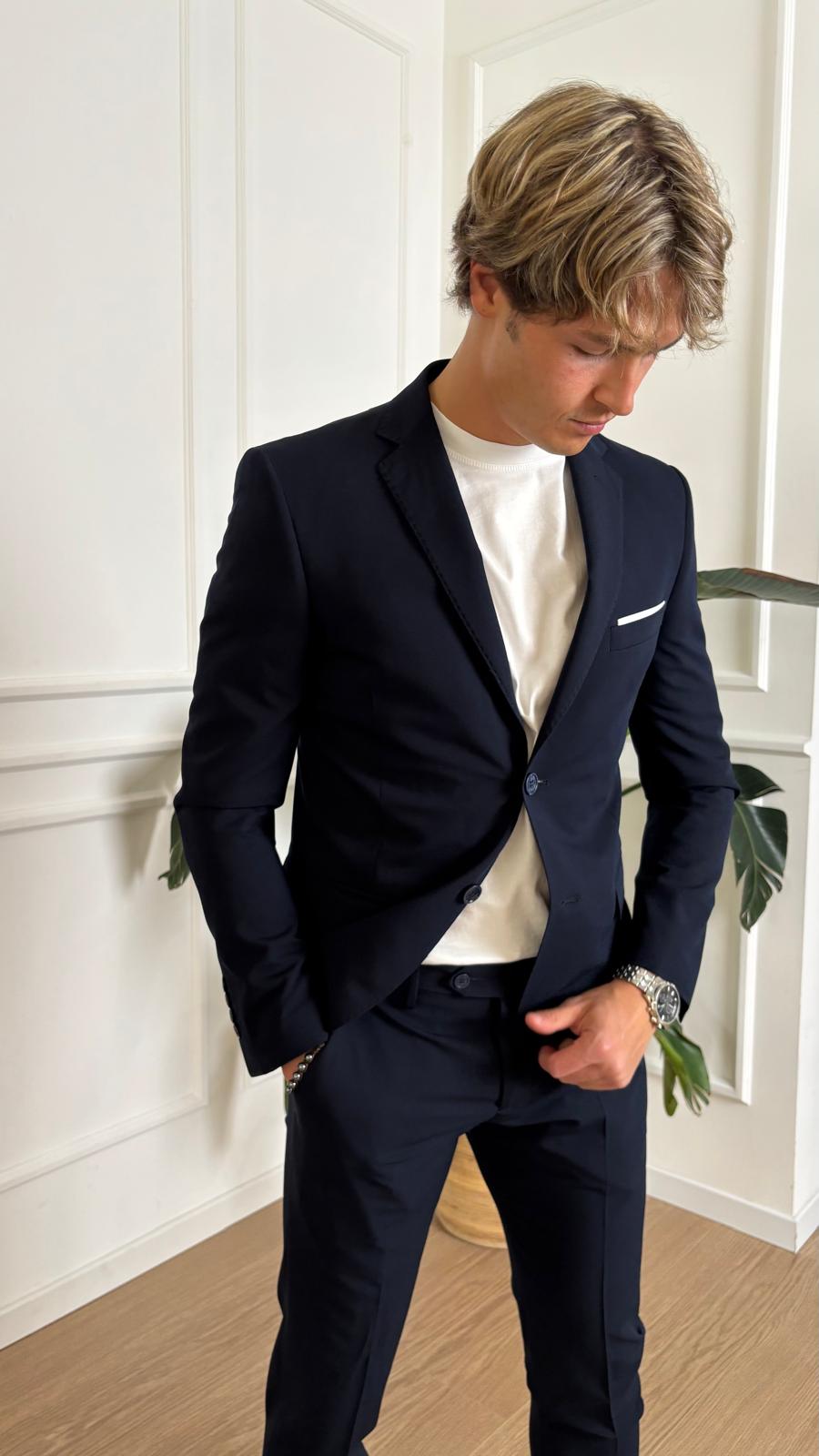 Abito slim stretch Turchetti KU555 blu