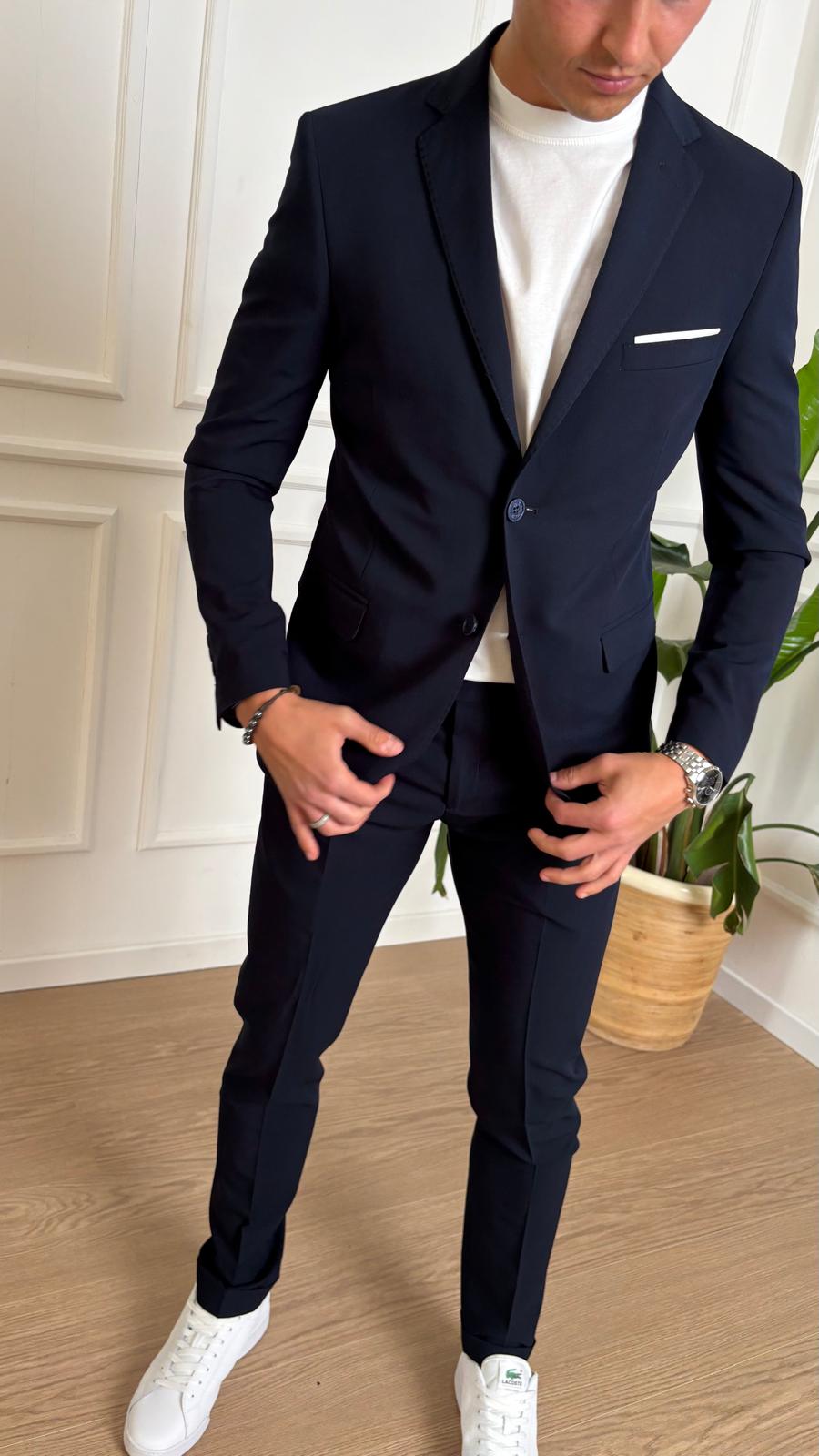 Abito slim stretch Turchetti KU555 blu