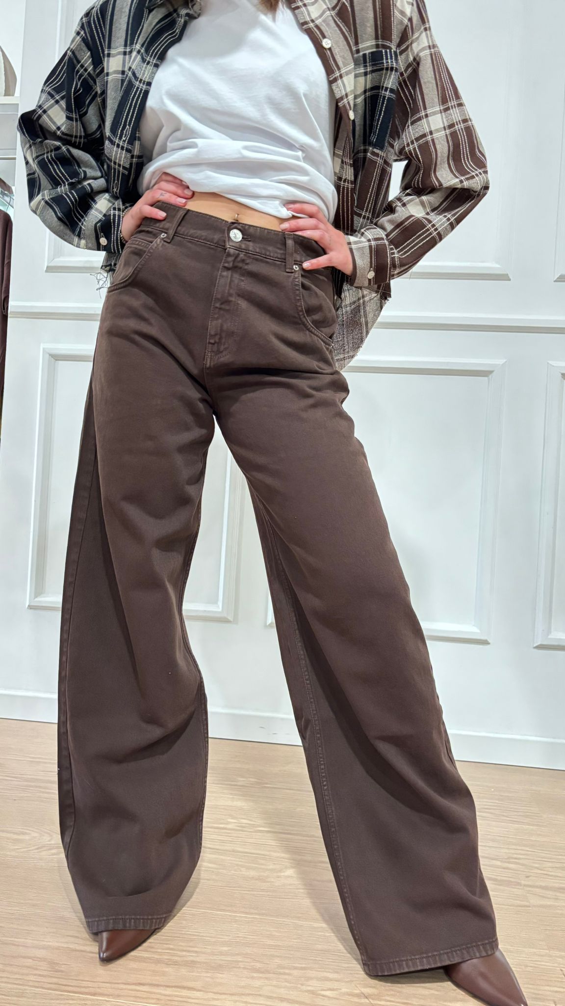 Jeans Mia wide leg fit Vicolo DF5109 moro