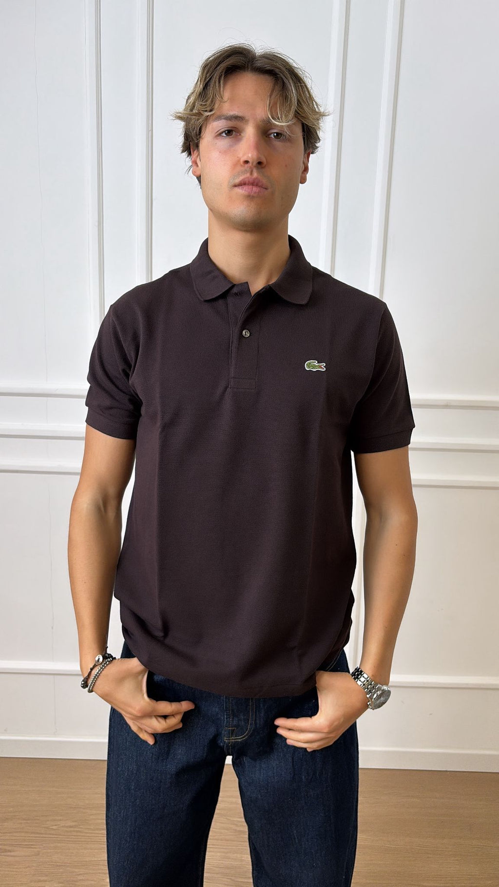 Polo classic fit Lacoste L1212 00 cioccolato 3LA