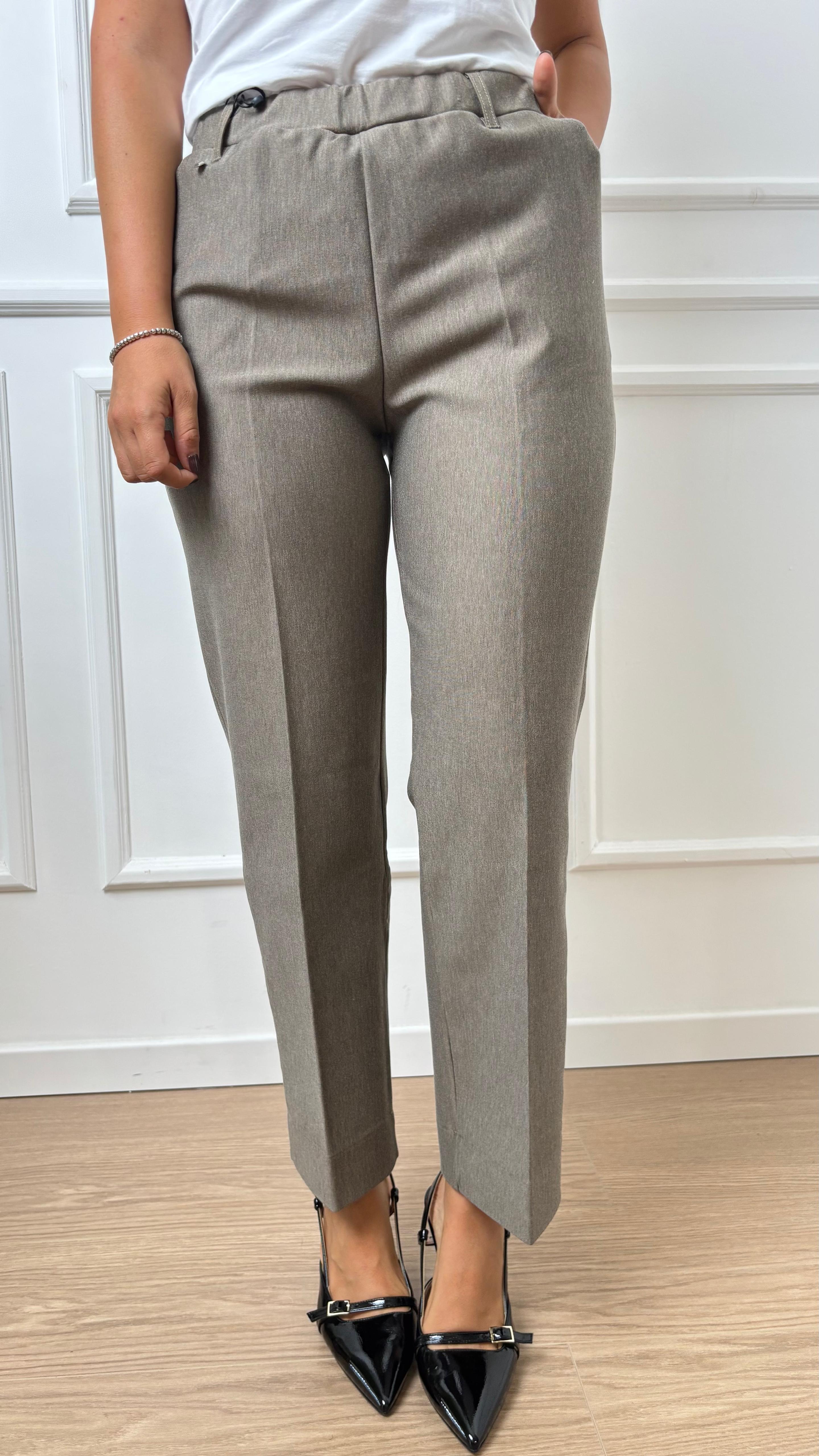 Pantalone straight Ragno DB24PP 178 verde oliva chiaro melange