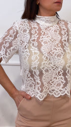 Top corto in pizzo Imperial RIT8LGQ latte