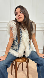 Gilet ricamato con bordi in pelliccia Dixie L945Y030X