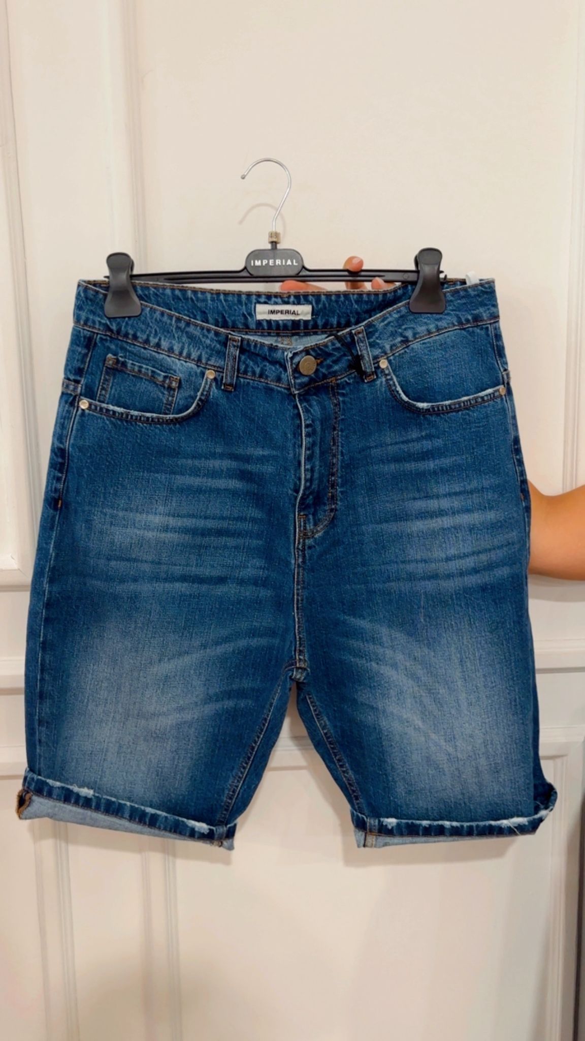 Bermuda in denim sfrangiato Imperial D8379WIDE