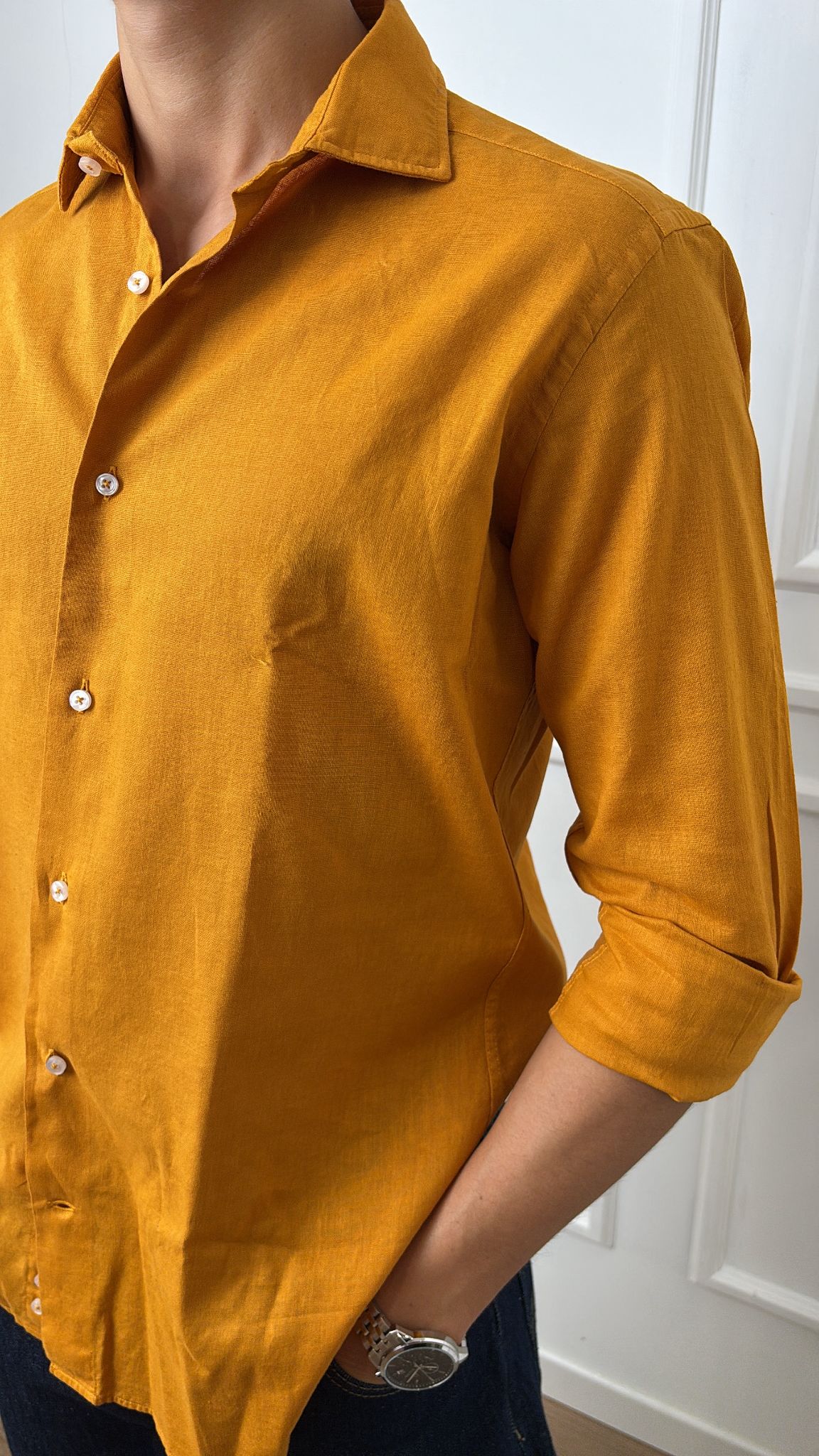 Camicia regular fit puro lino E26 Roma Turchetti