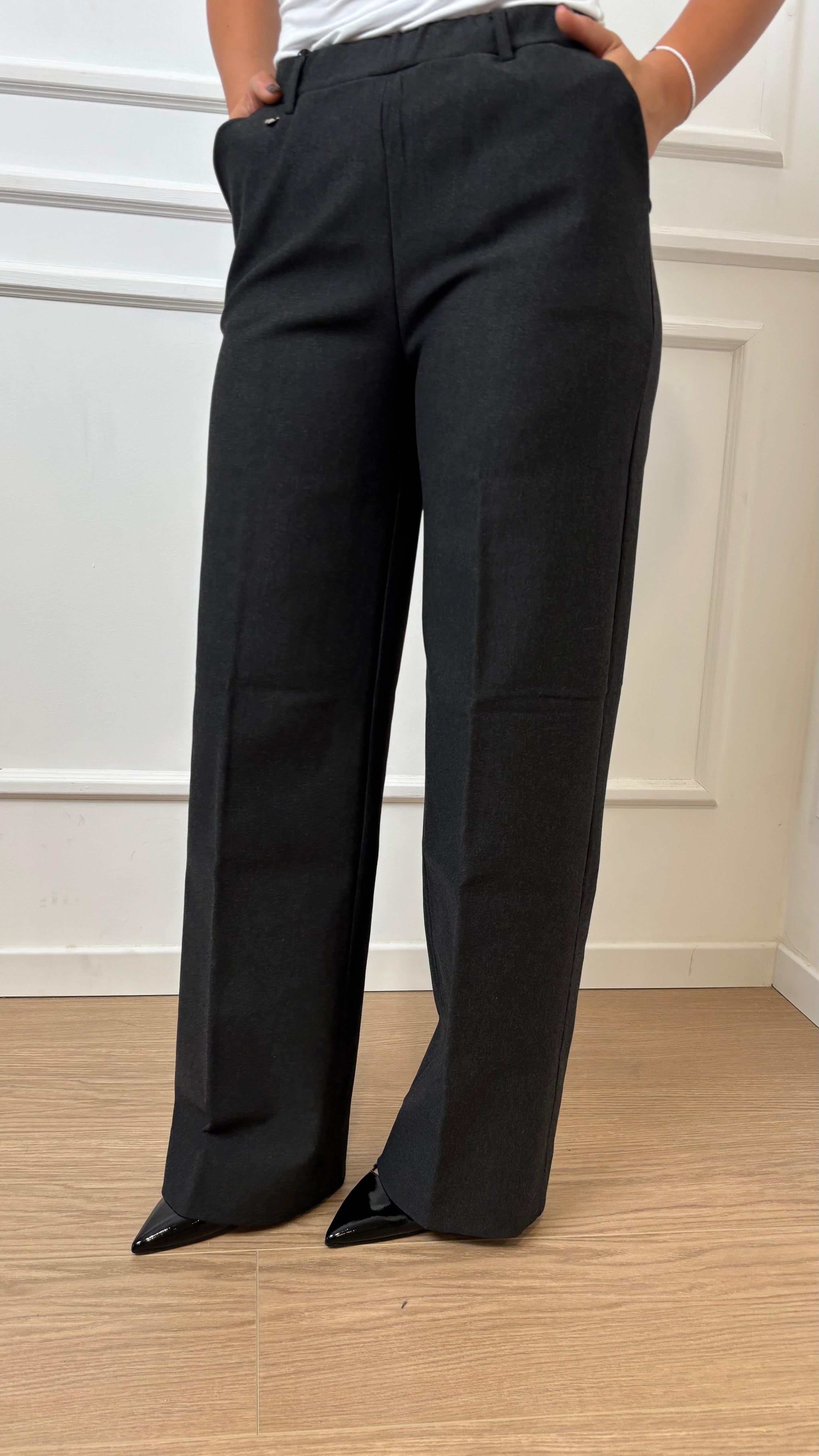 Pantalone Palazzo Ragno DL20PA 489 Grigio scuro Melange