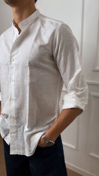 Camicia regular fit puro lino Guru E26 120 Roma Bottega Artigiana