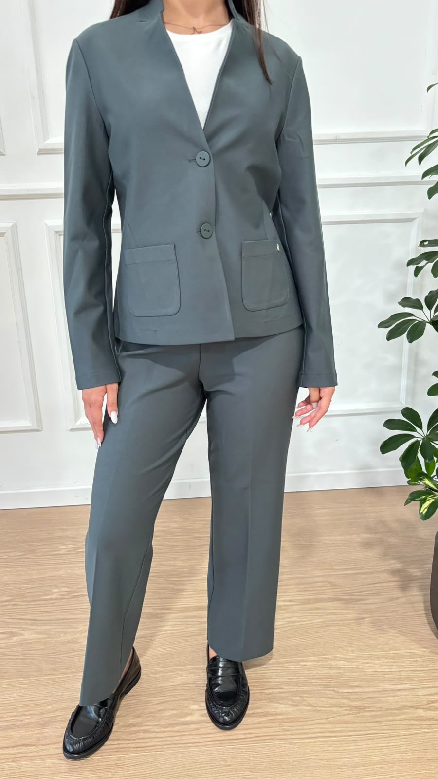 Pantalone straight in compact jersey Ragno DL20PO