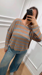 Pull traforato a righe Tensione In XL25264