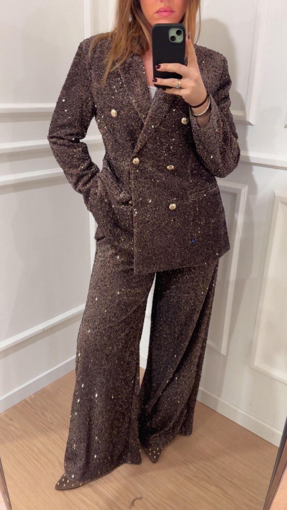 Blazer doppiopetto paillettes Tensione In 35640 moro