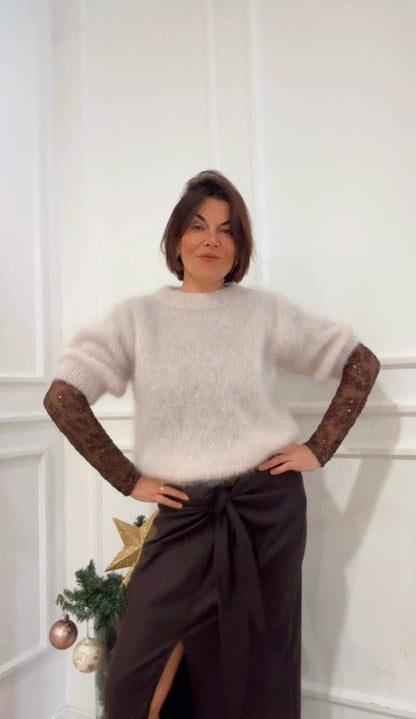 Maglione Kid  Mohair Dixie M277Y235 Burro