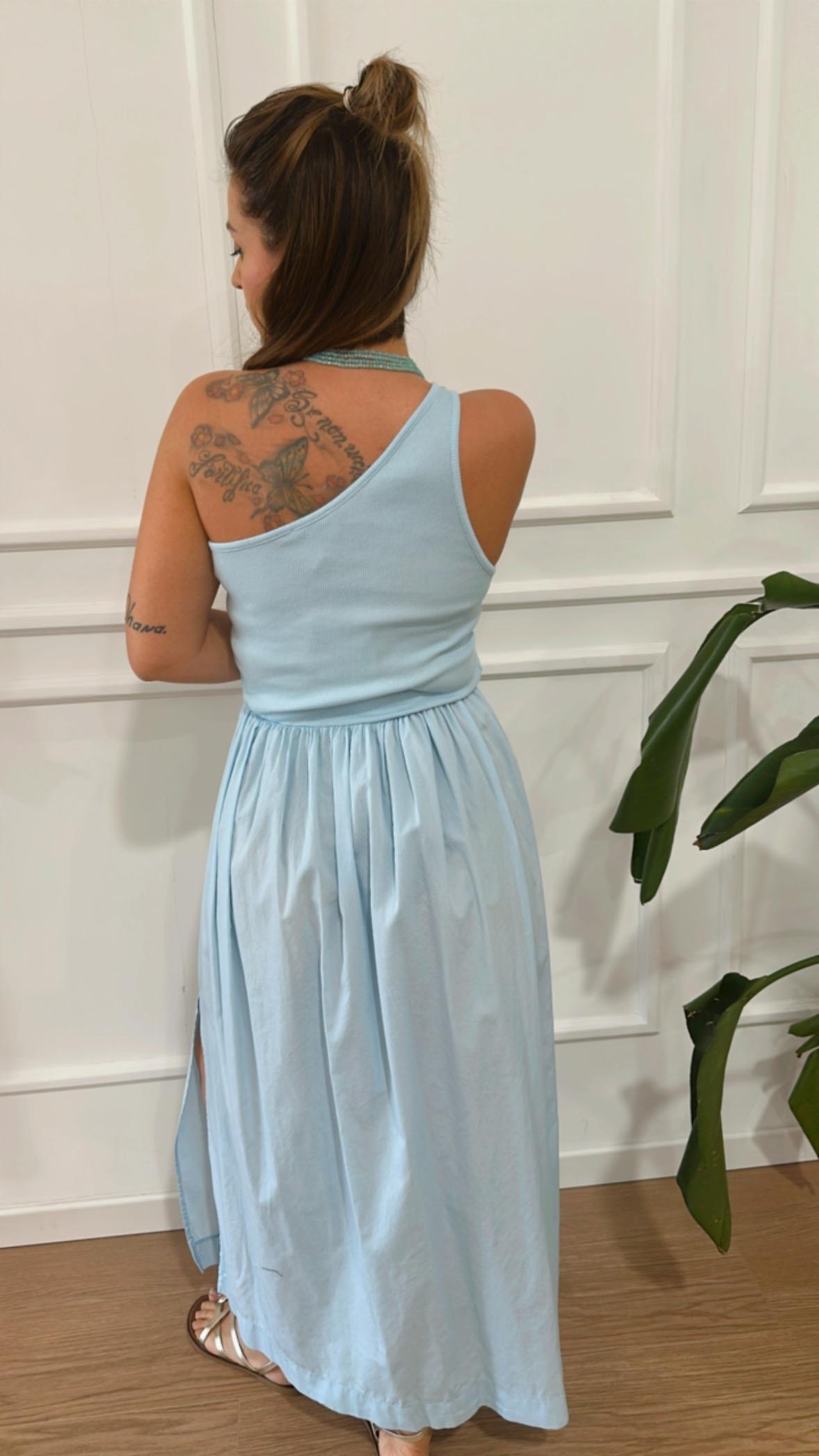 Abito midi monospalla Vicolo TD1667 azzurro