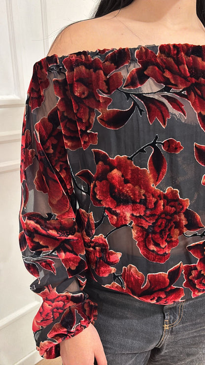 Blusa scollo a barca Le Streghe A25DL109