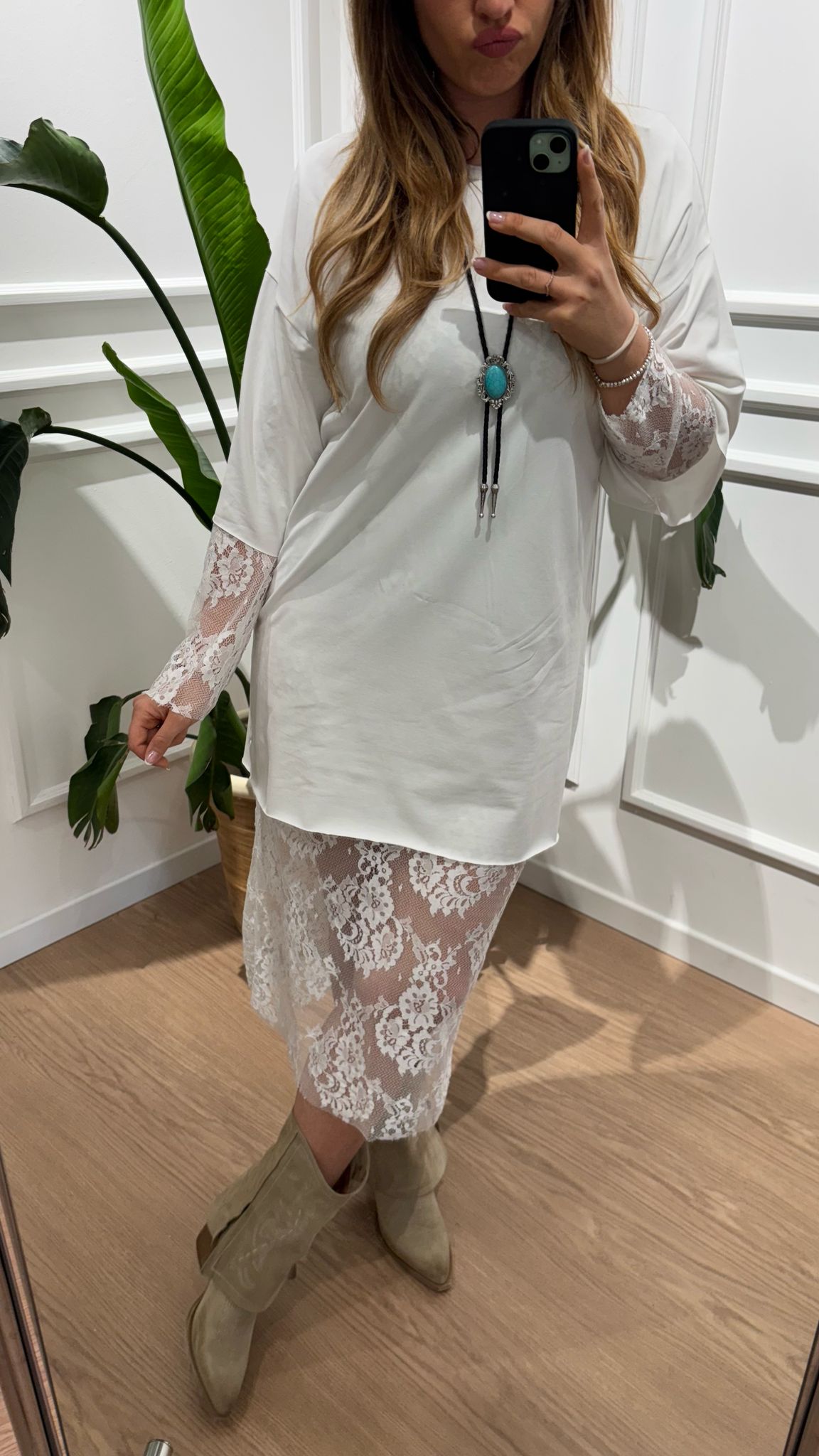 Abito pizzo e jersey Susy Mix 25220