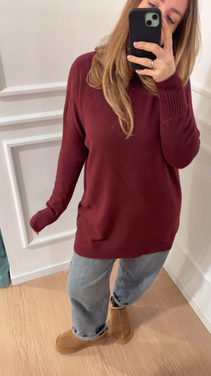 Pull lungo Vicolo 77337F Bordeaux