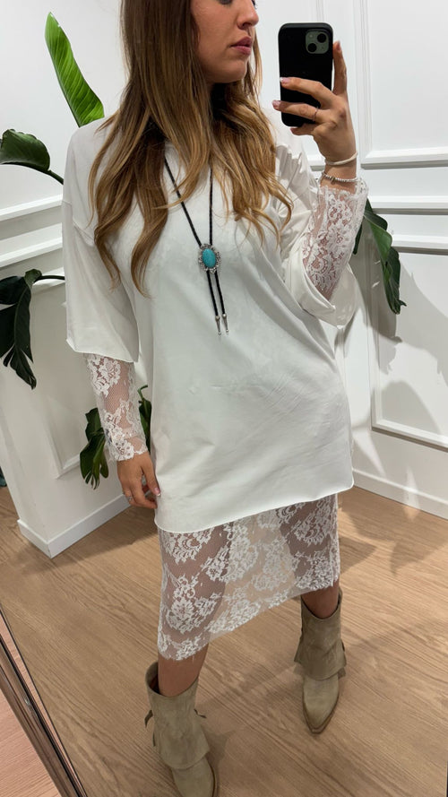 Abito pizzo e jersey Susy Mix 25220