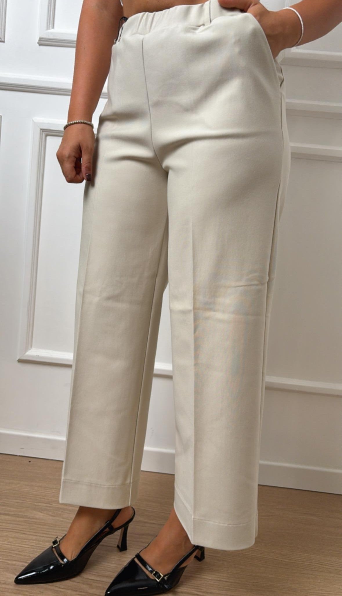 Pantalone Cropped Wide Ragno DB24P4 786 champignon
