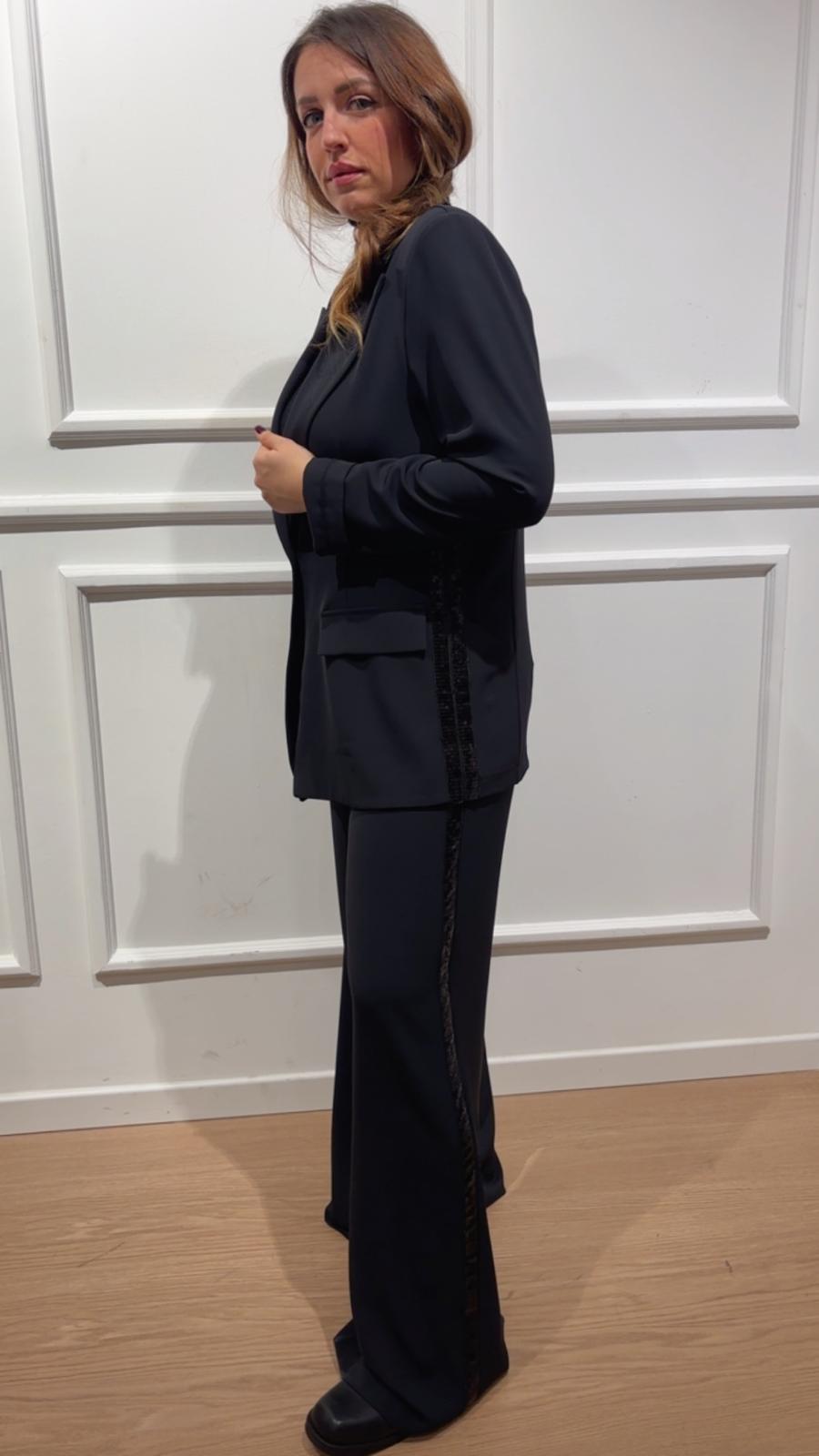 Blazer banda pailettes Dejavu A25SG606 nero