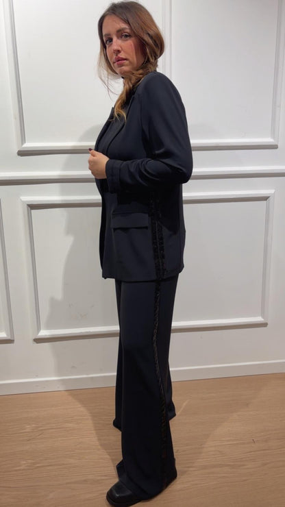 Blazer banda pailettes Dejavu A25SG606 nero