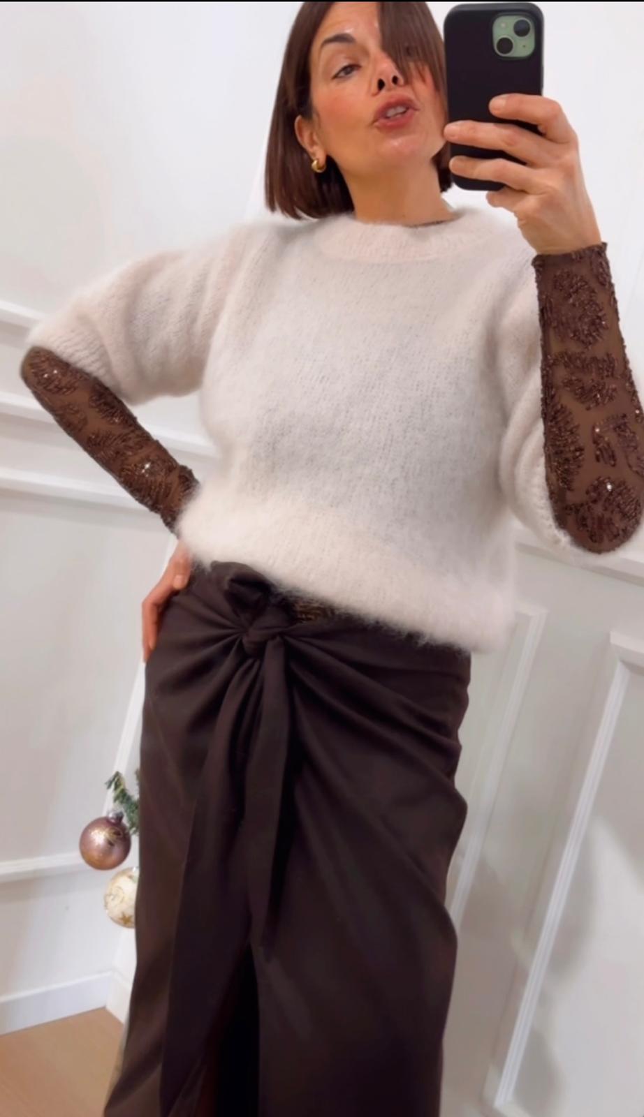 Maglione Kid  Mohair Dixie M277Y235 Burro