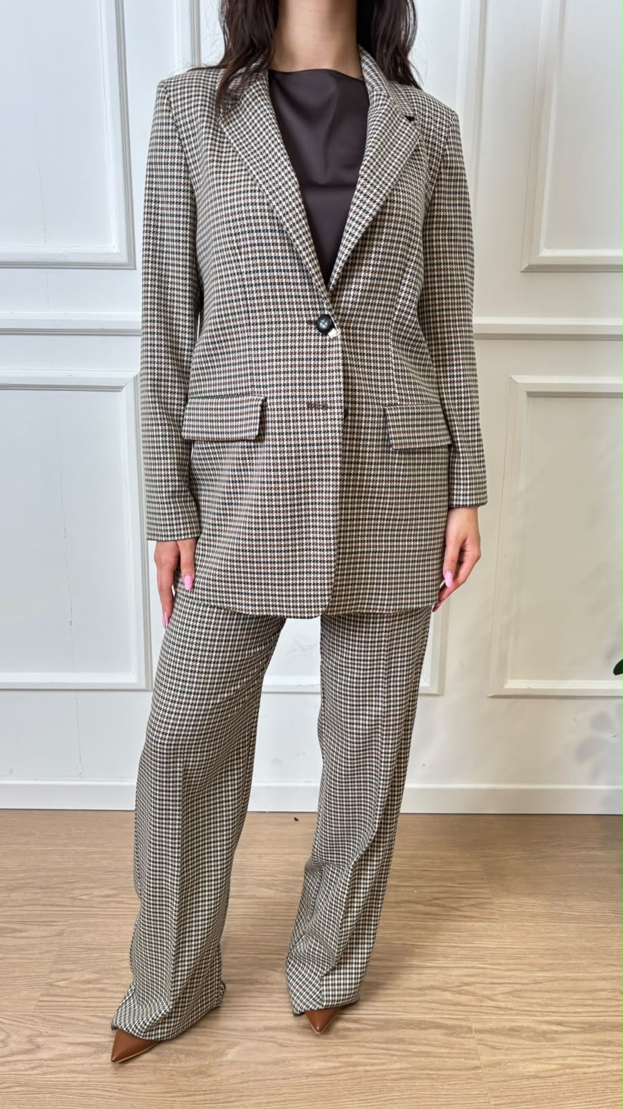Pantalone dritto pied de poule Amato Emme Marella