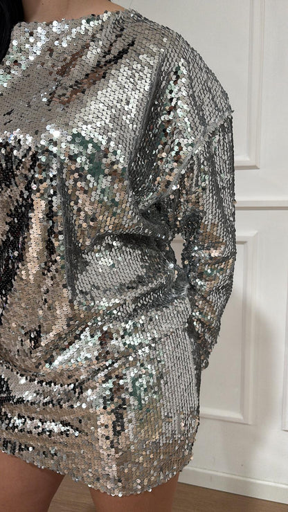 Abito paillettes argento Vicolo TR1085