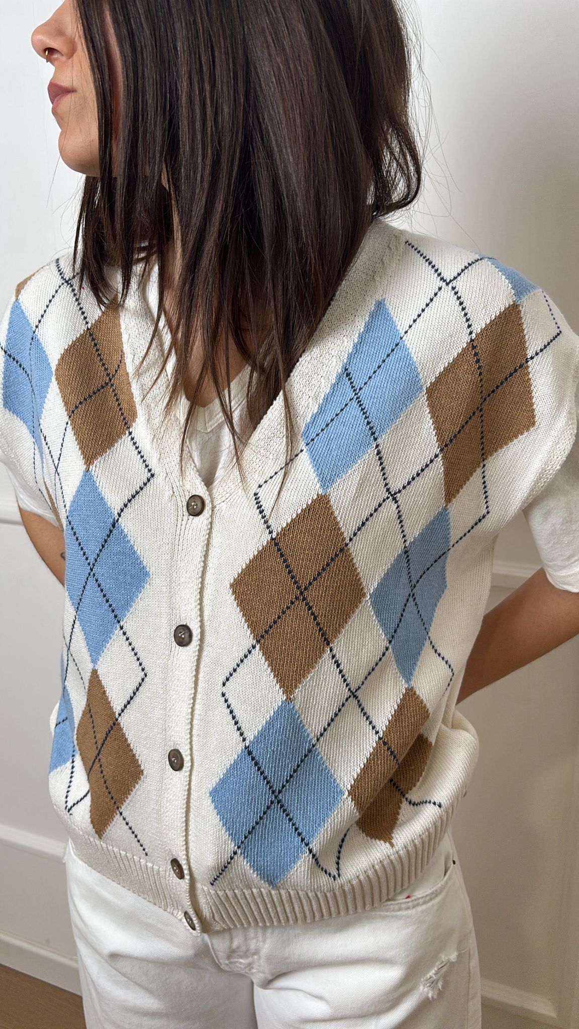 Gilet rombi scollo a V Tensione In D75629