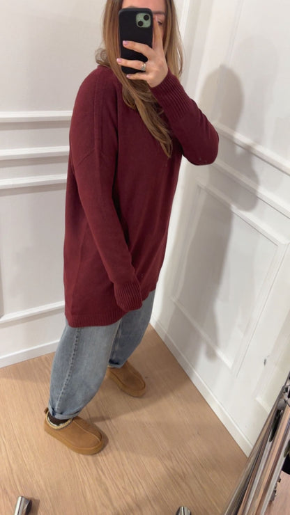 Pull lungo Vicolo 77337F Bordeaux