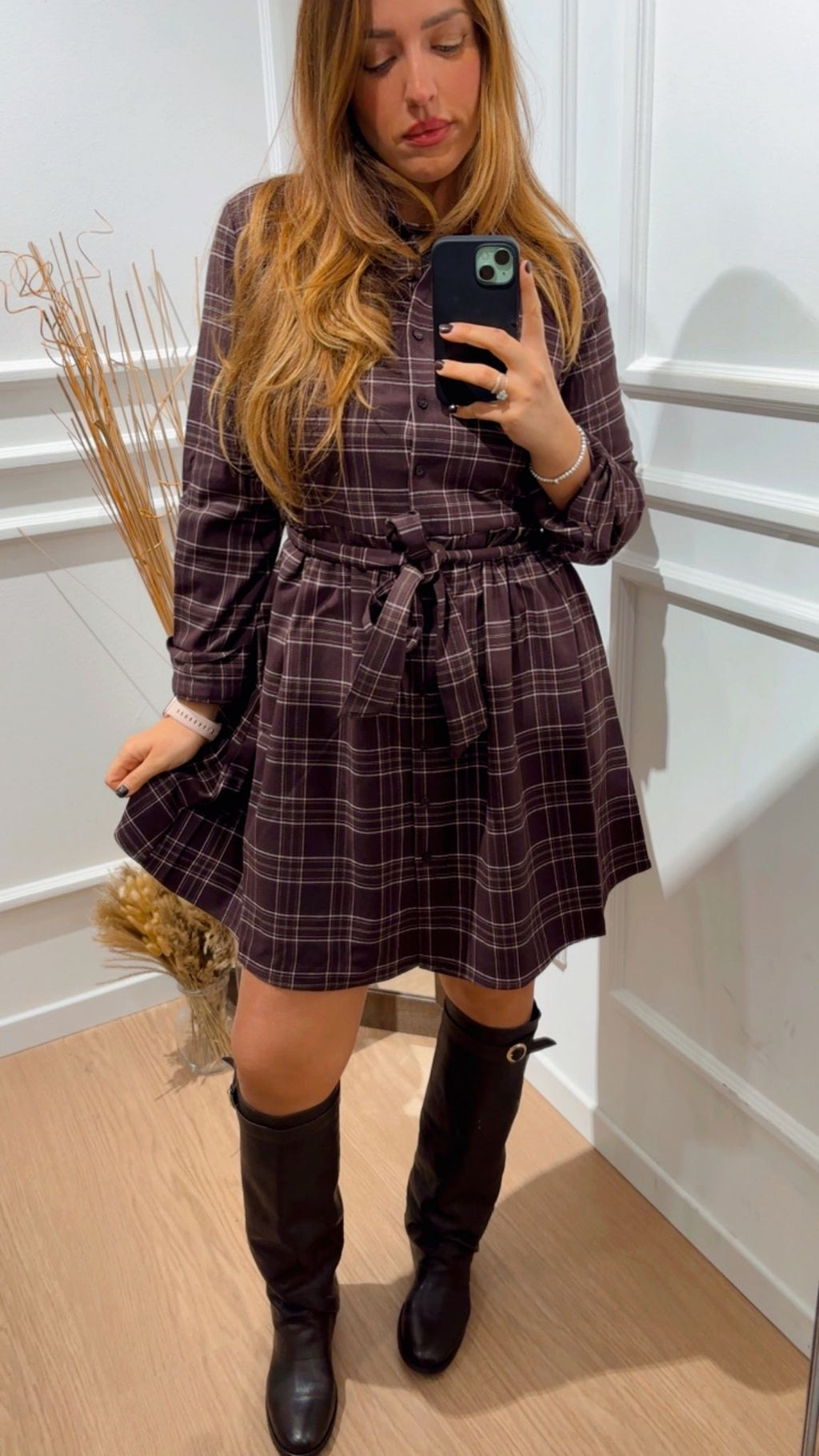 Abito check corto Wren Only 15368634 Moro