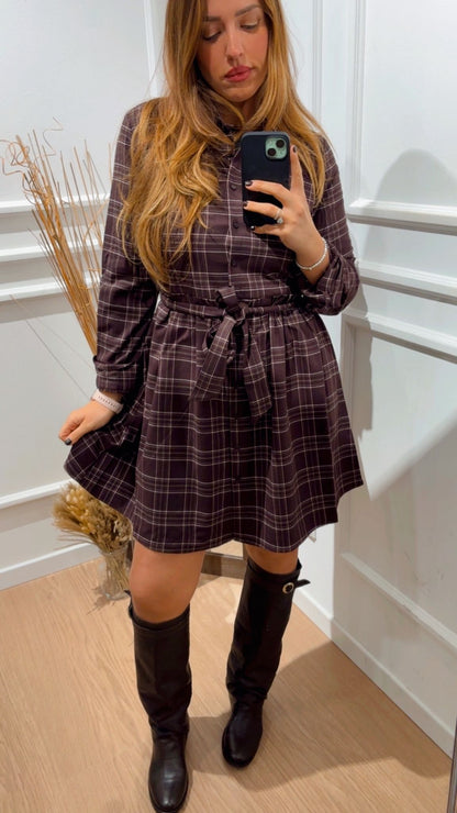 Abito check corto Wren Only 15368634 Moro